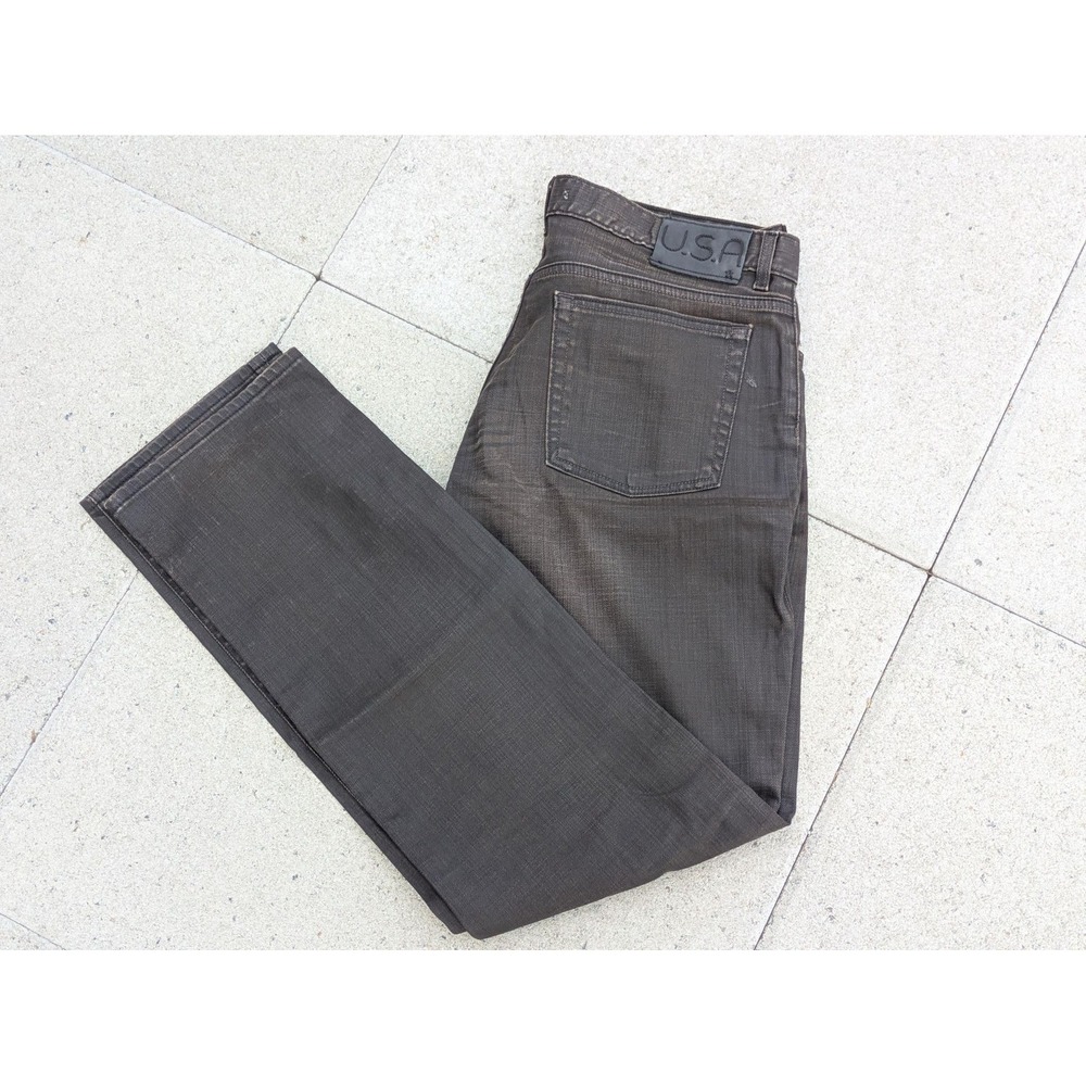 John Varvatos U.S.A. Jeans Mens 36x34 Brown Straight Stretch Denim Button Fly